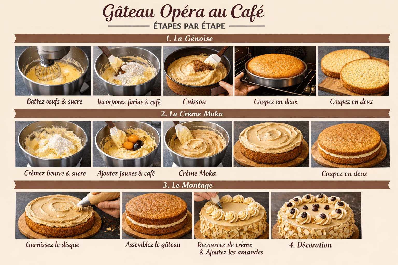 Préparation Étape par Étape: Gâteau Moka aux Amandes et Café