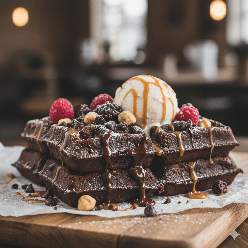 Gaufres façon Brownie au chocolat noir fondant