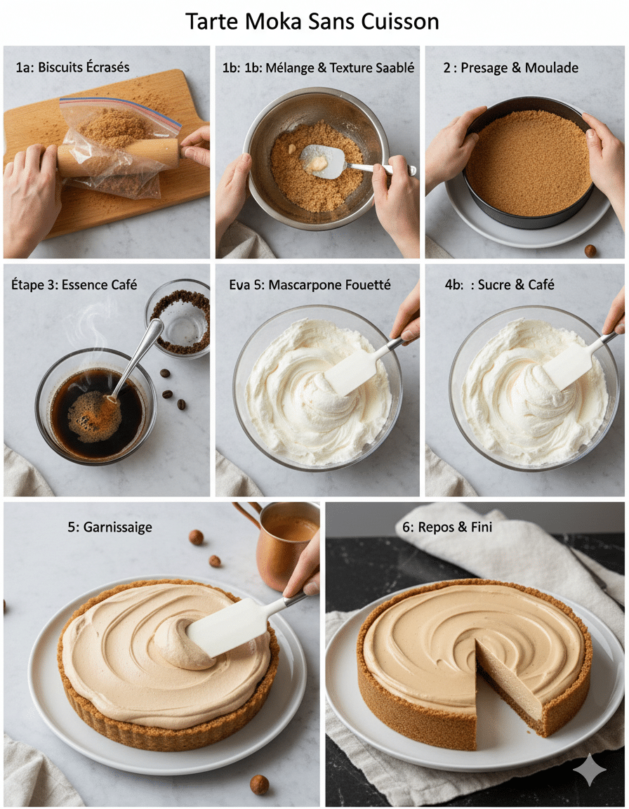 Tarte Moka Sans Cuisson Instructions de Préparation