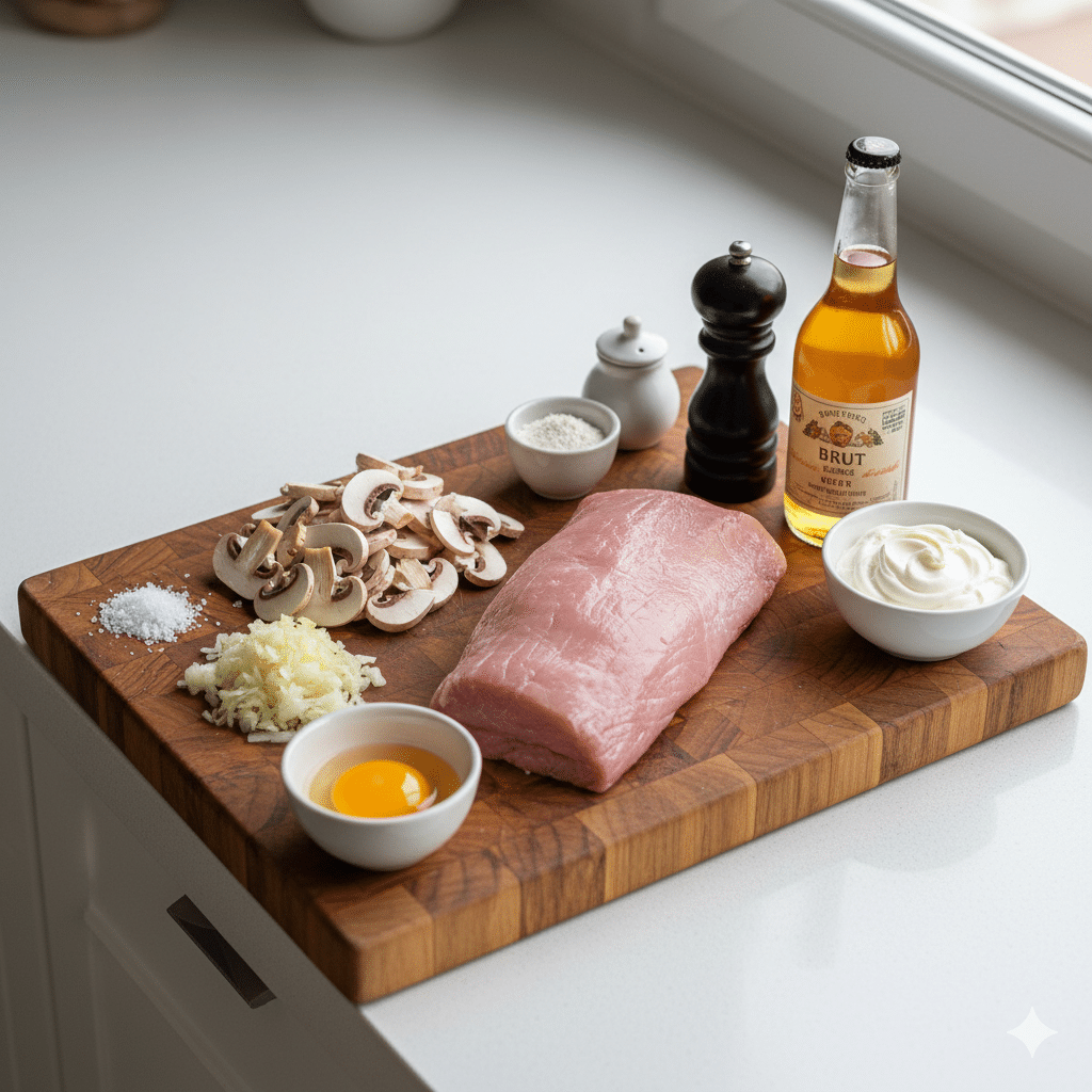 La Liste des Ingrédients : Filet Mignon de Porc au Cidre et Champignons Crémeux