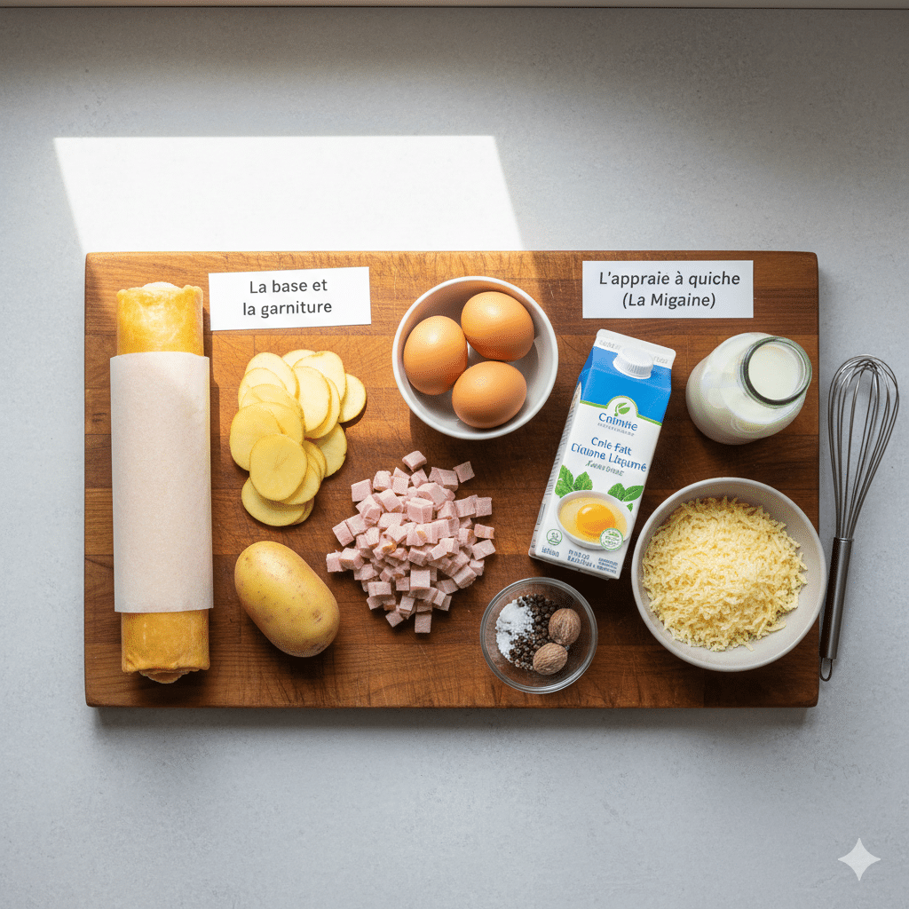 La Liste des Ingrédients : Recette Quiche aux Pommes de Terre et Jambon