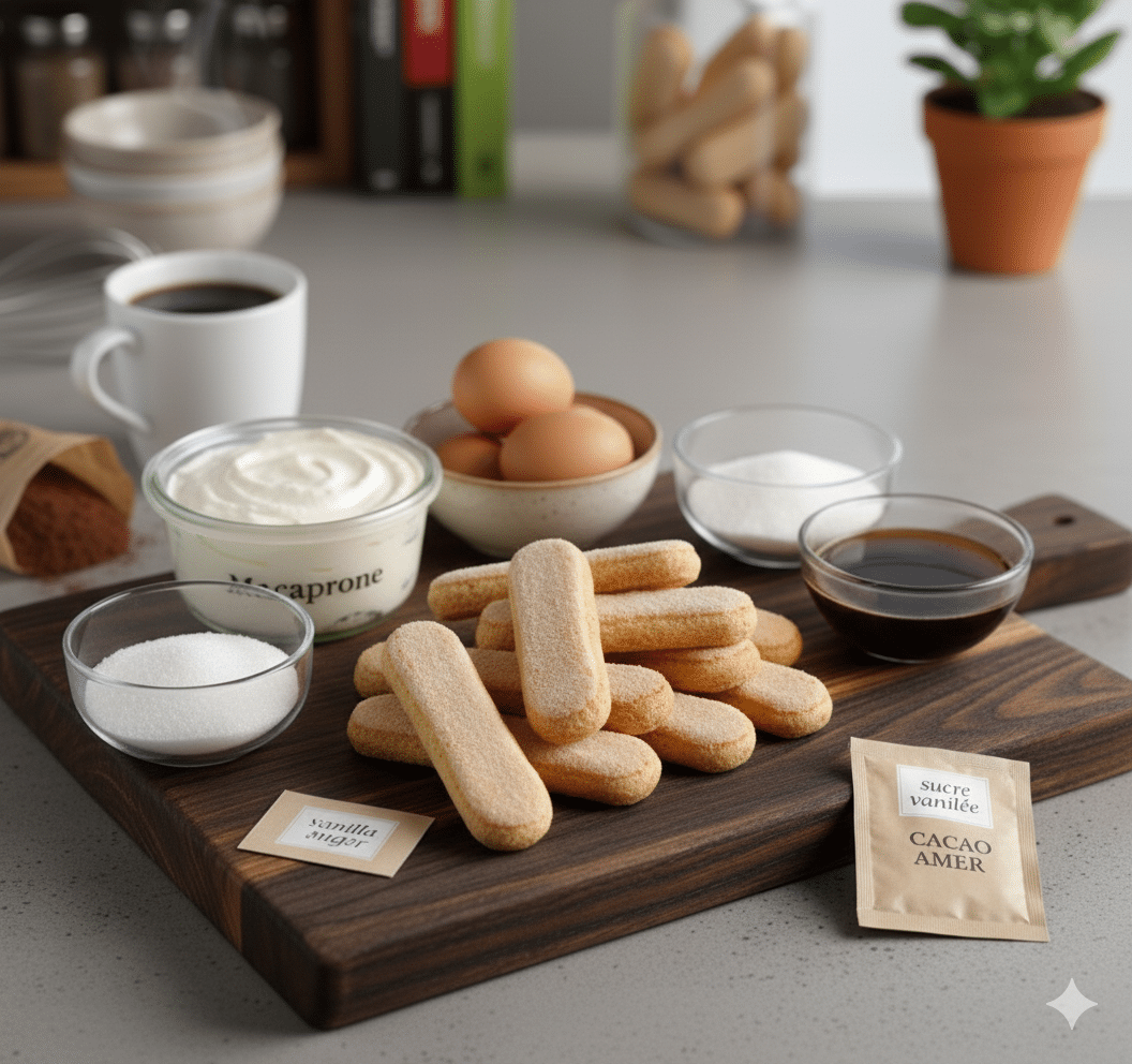 Préparation d'une crème onctueuse au mascarpone et à la vanille dans un bol en verre avec un fouet.