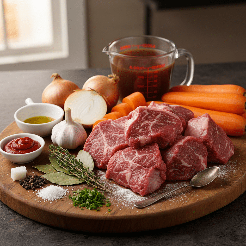 La Liste des Ingrédients :Bœuf Carottes Mijoté à l’Ancienne