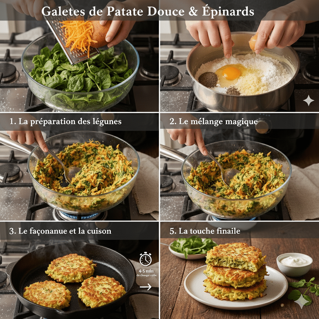 Le Guide de Préparation Étape par Étape: Galettes Patate Douce et Épinards
