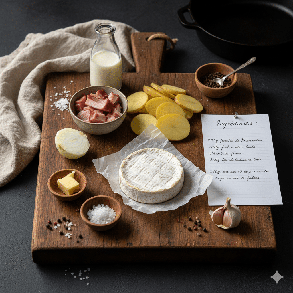 La Liste des Ingrédients : Gratin de Pommes de Terre au Camembert et Lardons