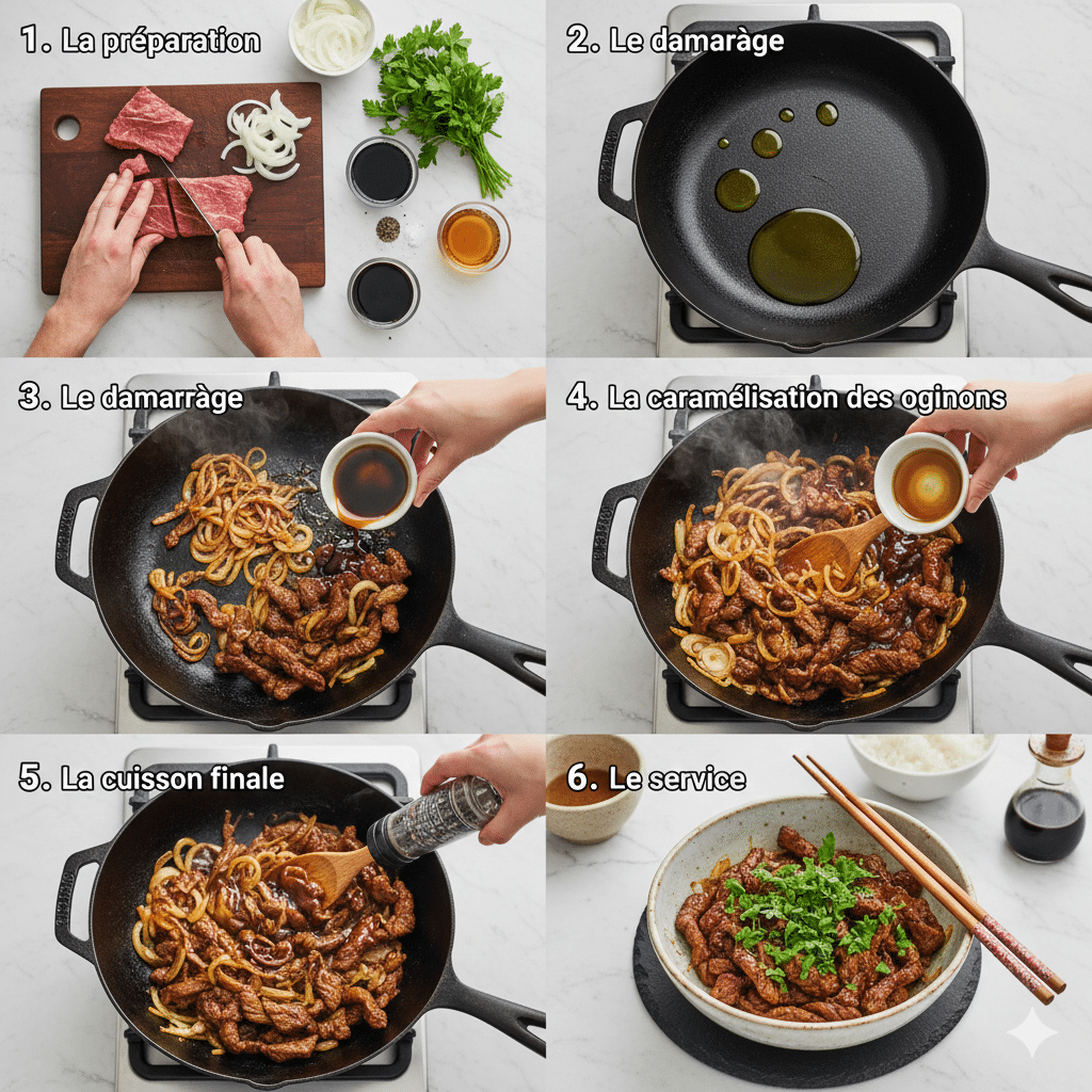 Le Guide de Préparation Étape par Étape: Bœuf Sauté aux Oignons