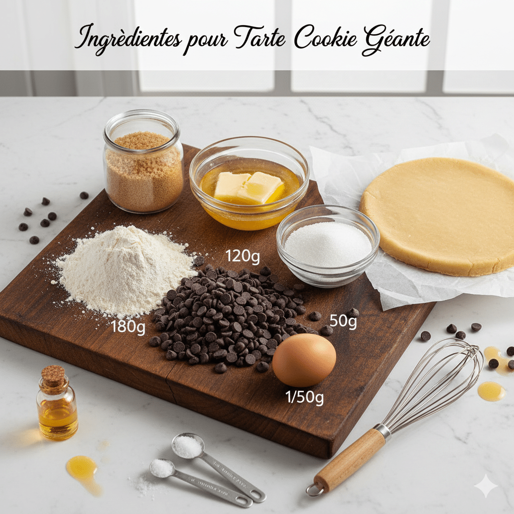 Ingrédients clés pour la Tarte Cookie Maison