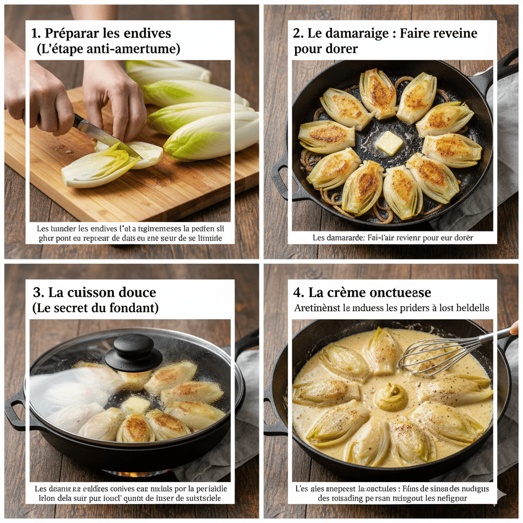 Le Guide de Préparation Étape par Étape: Endives Sautées à la Crème