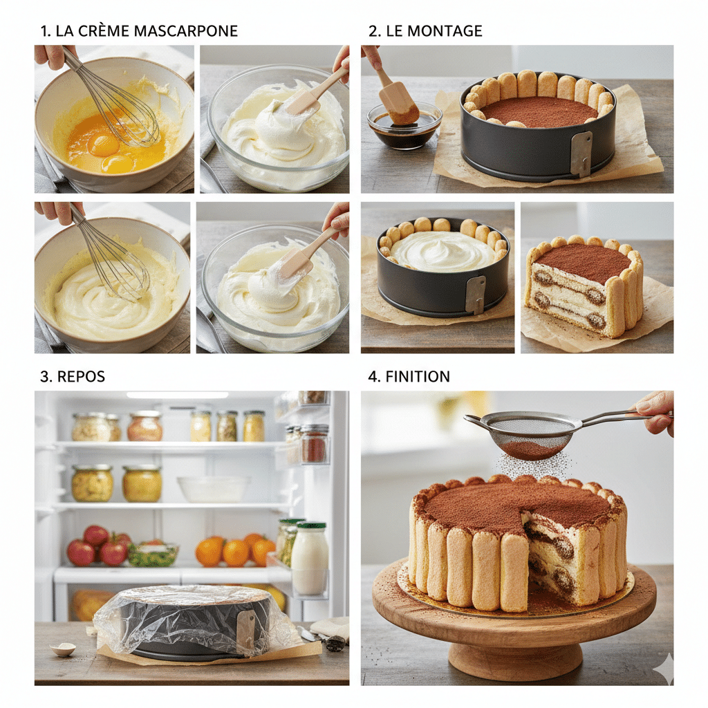 Biscuits cuillères ou spéculoos trempés dans du café expresso et tapissant le fond d'un moule à tarte.