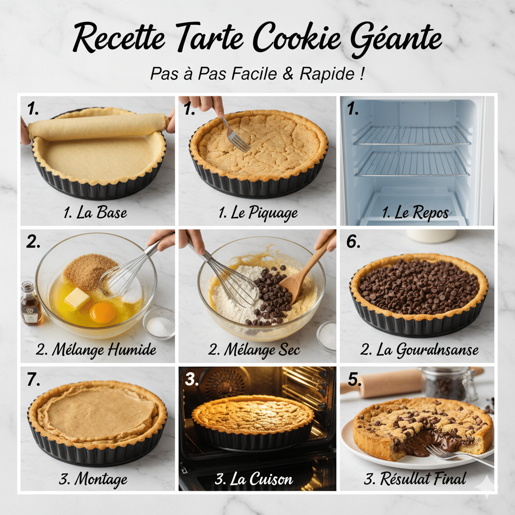 Instructions étape par étape pour la Tarte Cookie Maison