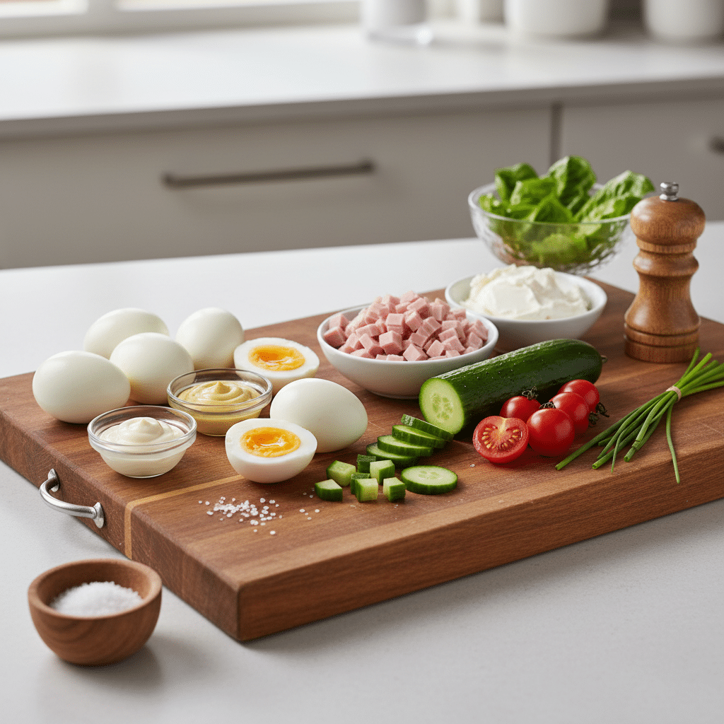 Verrines Salées Façon Mimosa au Jambon et Œuf 4 Verrines salées façon mimosa au jambon et œuf, crémeuses et fraîches en verrine