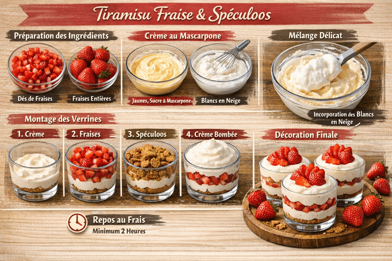 Préparation Étape par Étape: Tiramisu fraise et spéculoos en verrines