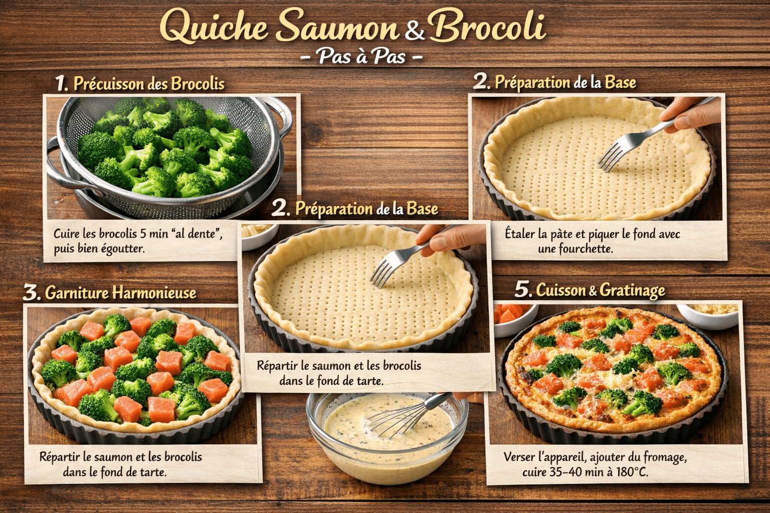 Préparation Étape par Étape: Quiche Minceur Brocoli Saumon