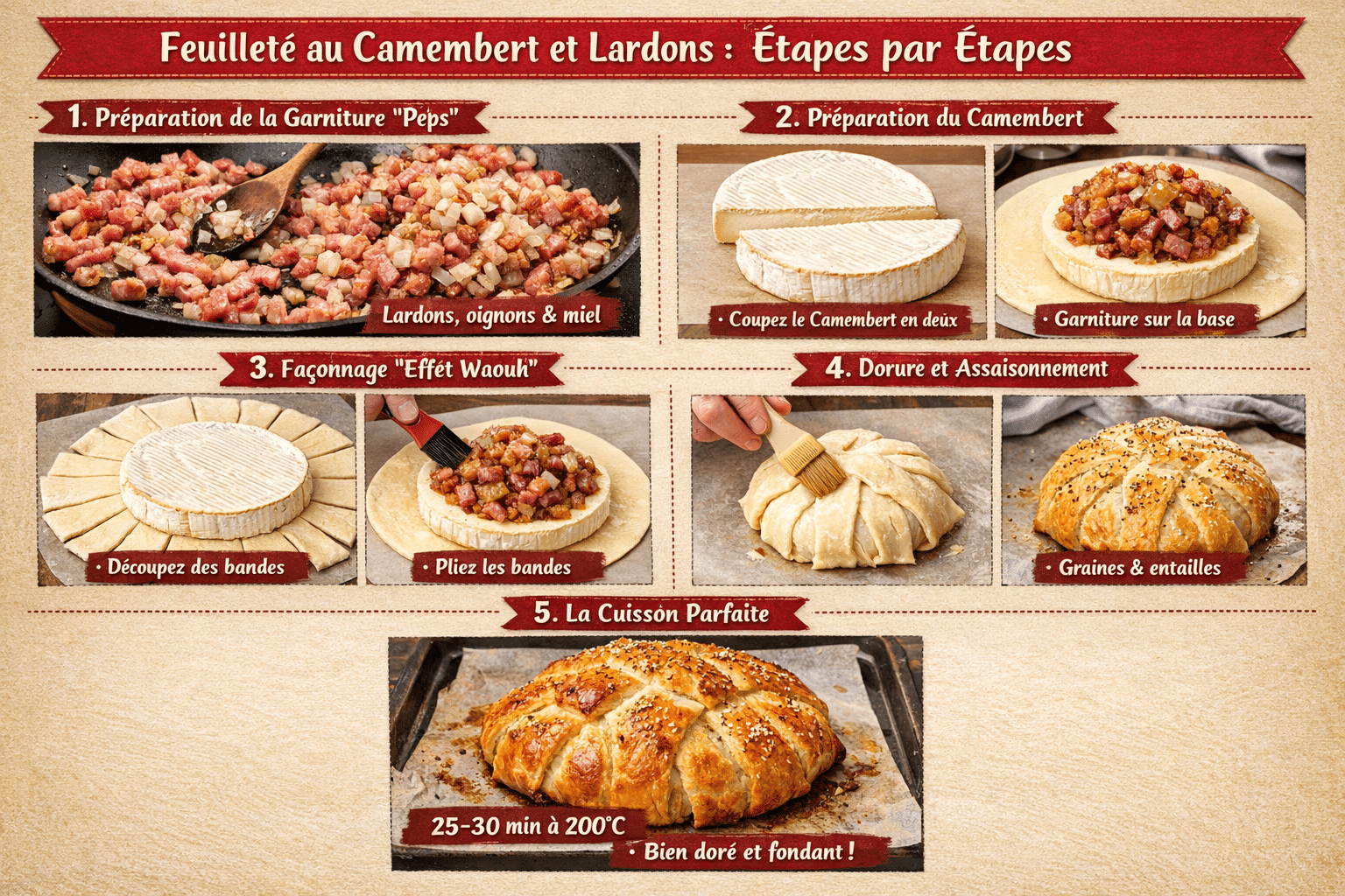 Étape par Étape: Feuilleté au Camembert et Lardons