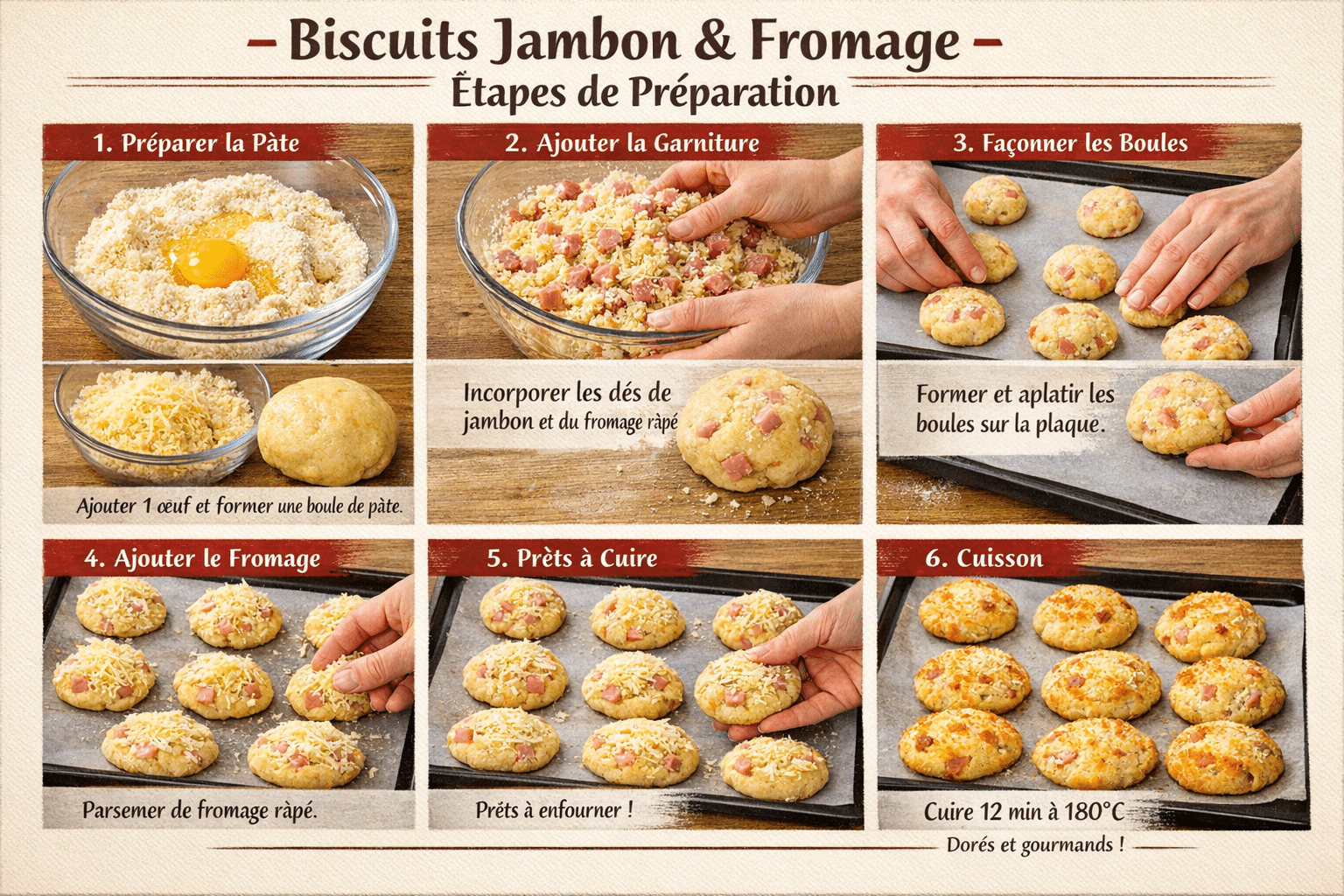 Étape par Étape: Cookies Salés au Jambon et Fromage