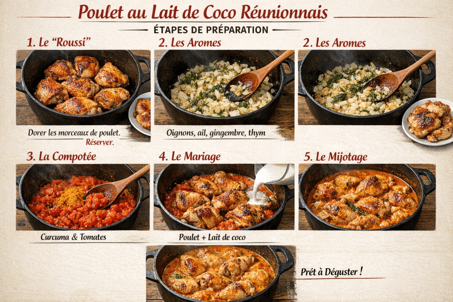 Étape par Étape: Poulet au lait de coco réunionnais