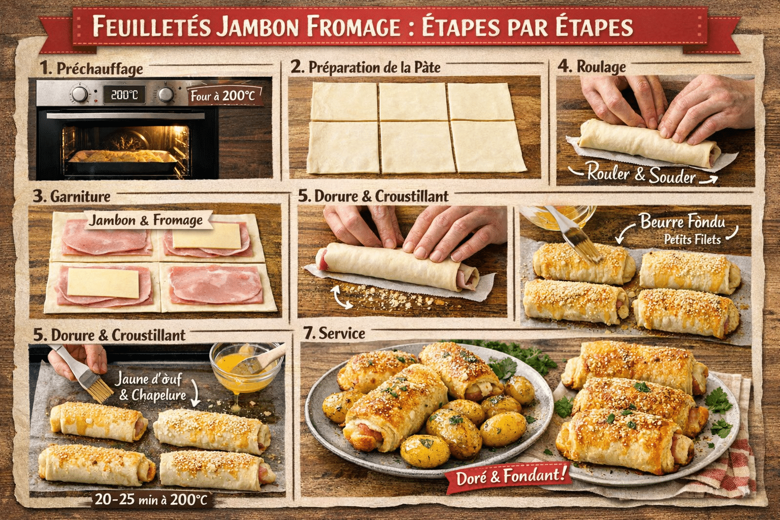 Étape par Étape: Roulés feuilletés cordon bleu Étape par Étape: Roulés feuilletés cordon bleu