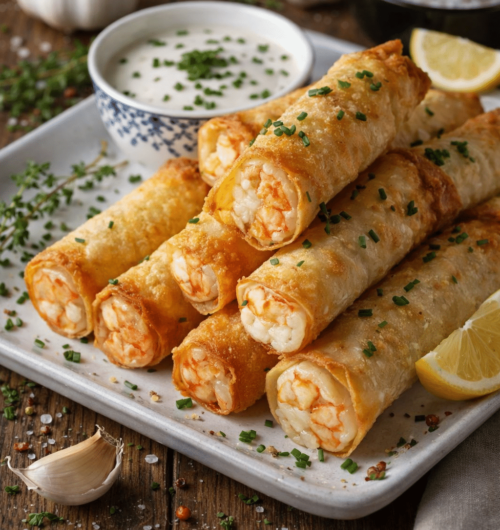 Recette Cigares Croustillants aux Crevettes et à l’Ail