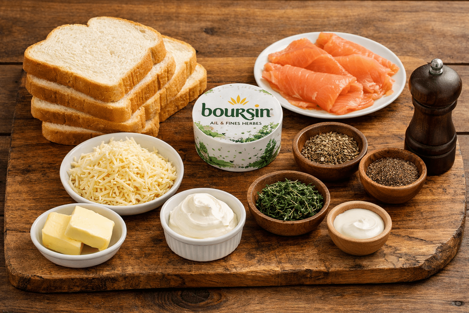 La Liste des Ingrédients : Croque au saumon fumé et Boursin