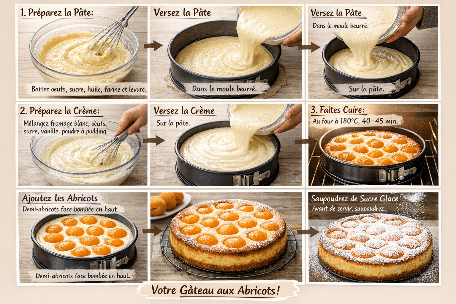 Étape par Étape: Gâteau aux Abricots et à la Crème