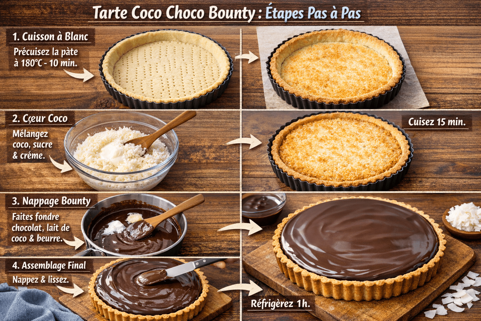 Étape par Étape: tarte coco façon Bounty