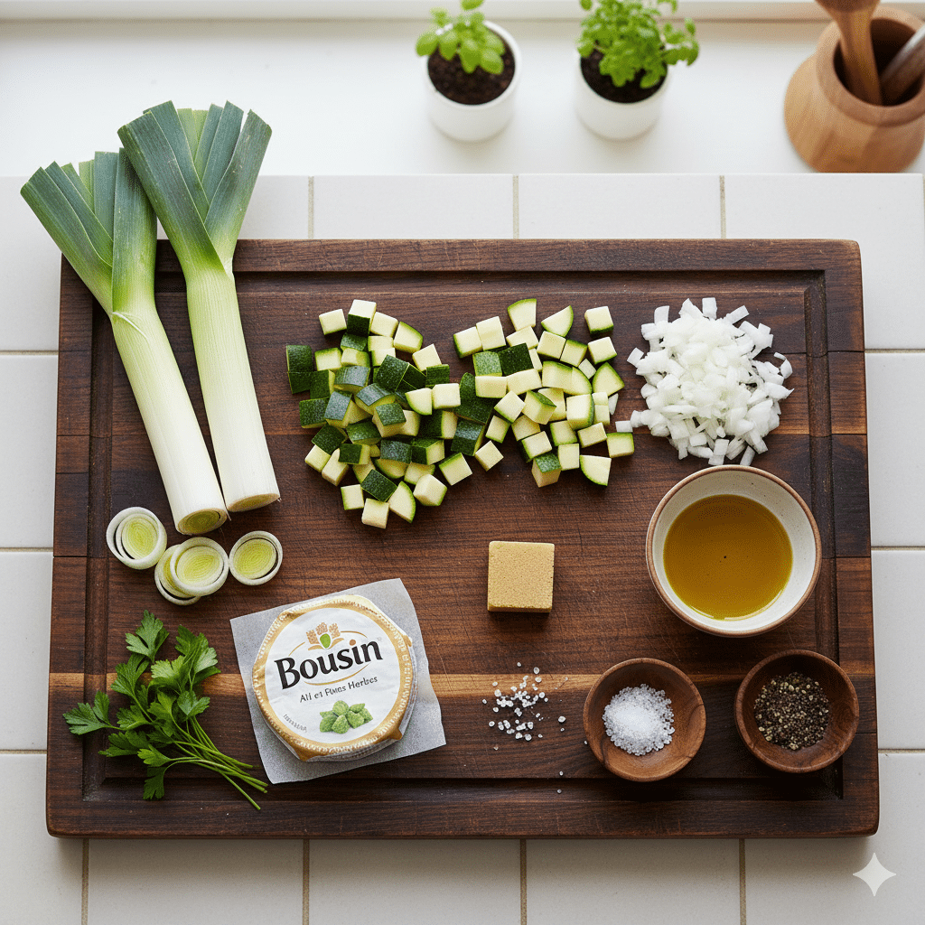 La Liste des Ingrédients : Soupe de Poireaux au Boursin : L'Onctuosité Absolue en un BolPréparation