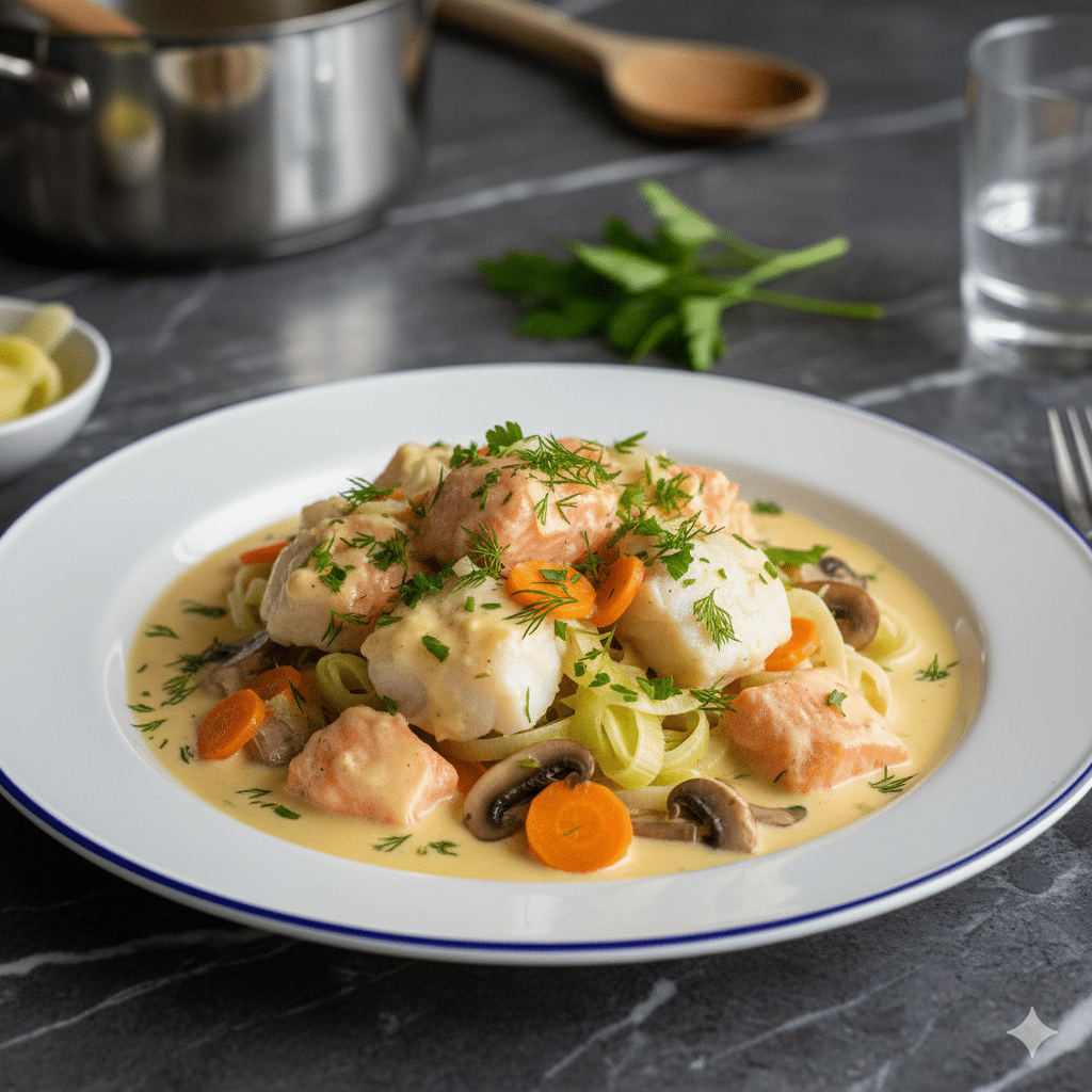 Blanquette de Poisson et Légumes Frais rapide