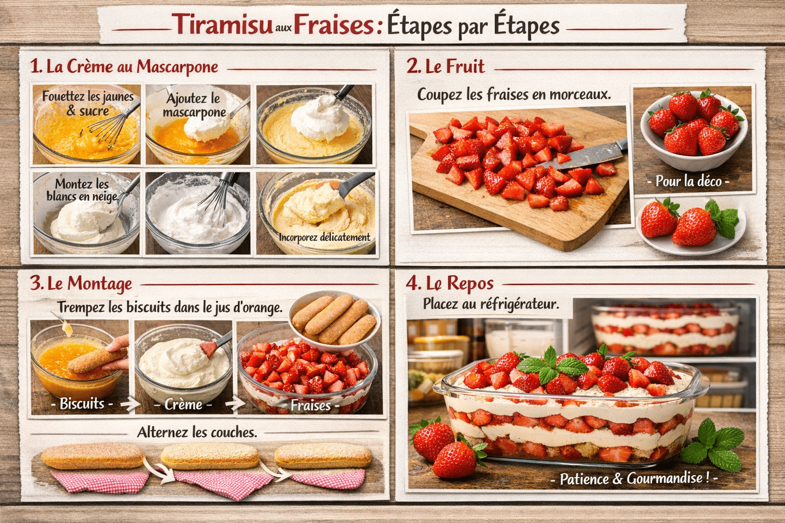 Étape par Étape: Tiramisu aux Fraises Sans Cuisson  Étape par Étape: Tiramisu aux Fraises Sans Cuisson 