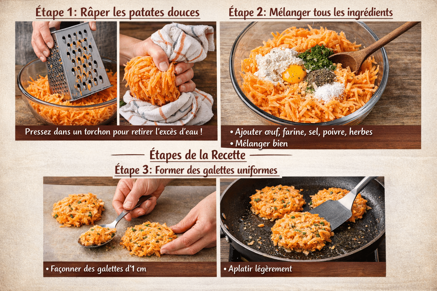 Étape par Étape: Galettes croustillantes de patate douce