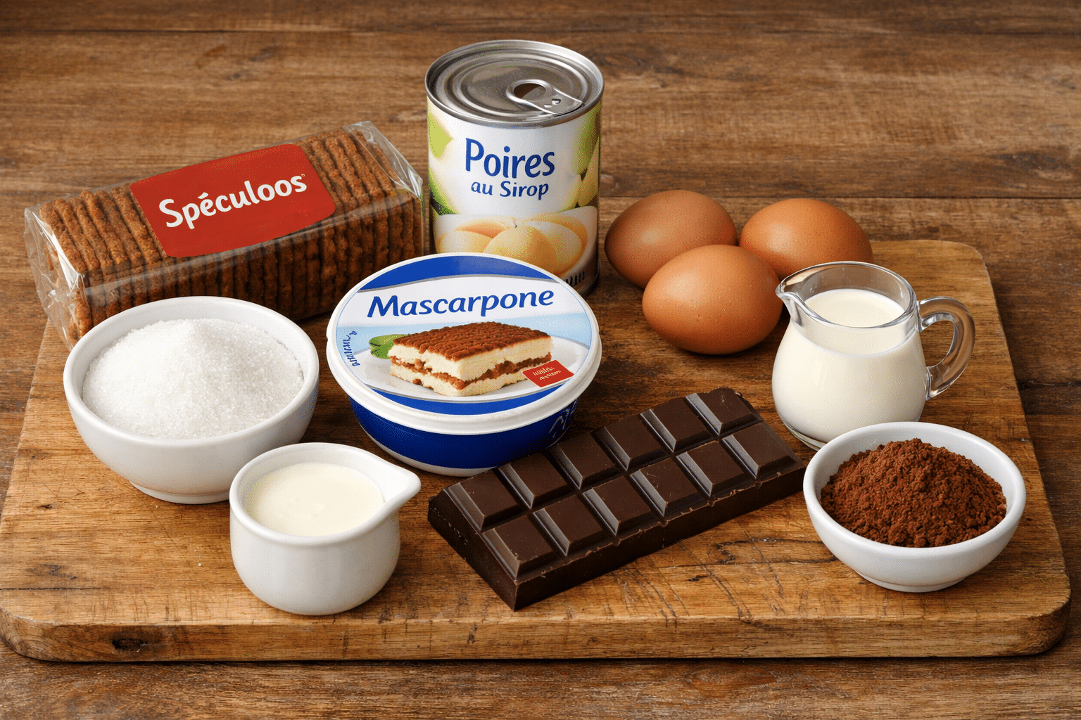 La Liste des Ingrédients : Tiramisu Chocolat, Poire et Spéculoos en Verrines