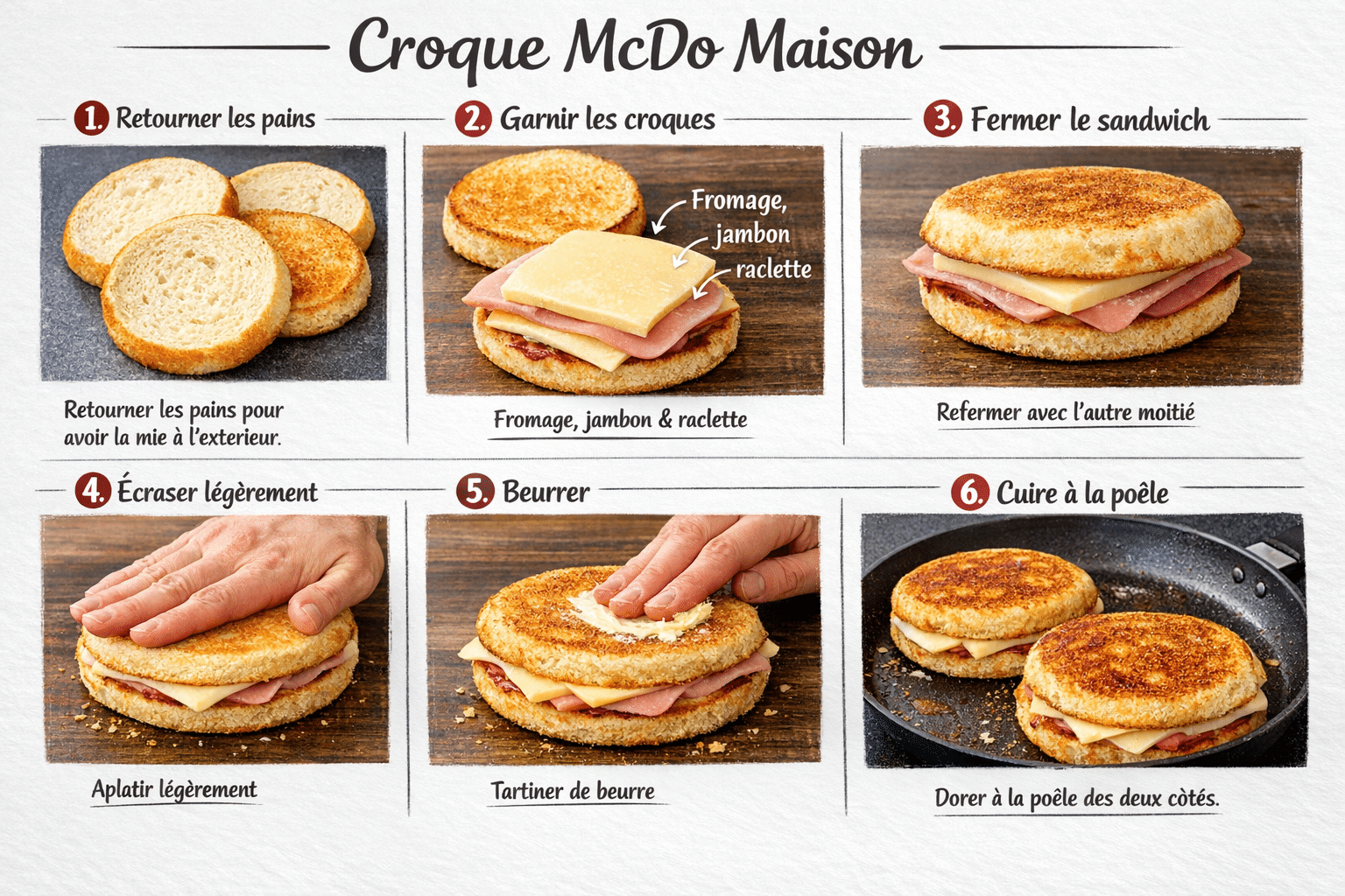 Étape par Étape: Croques façon “MacDo” à la raclette