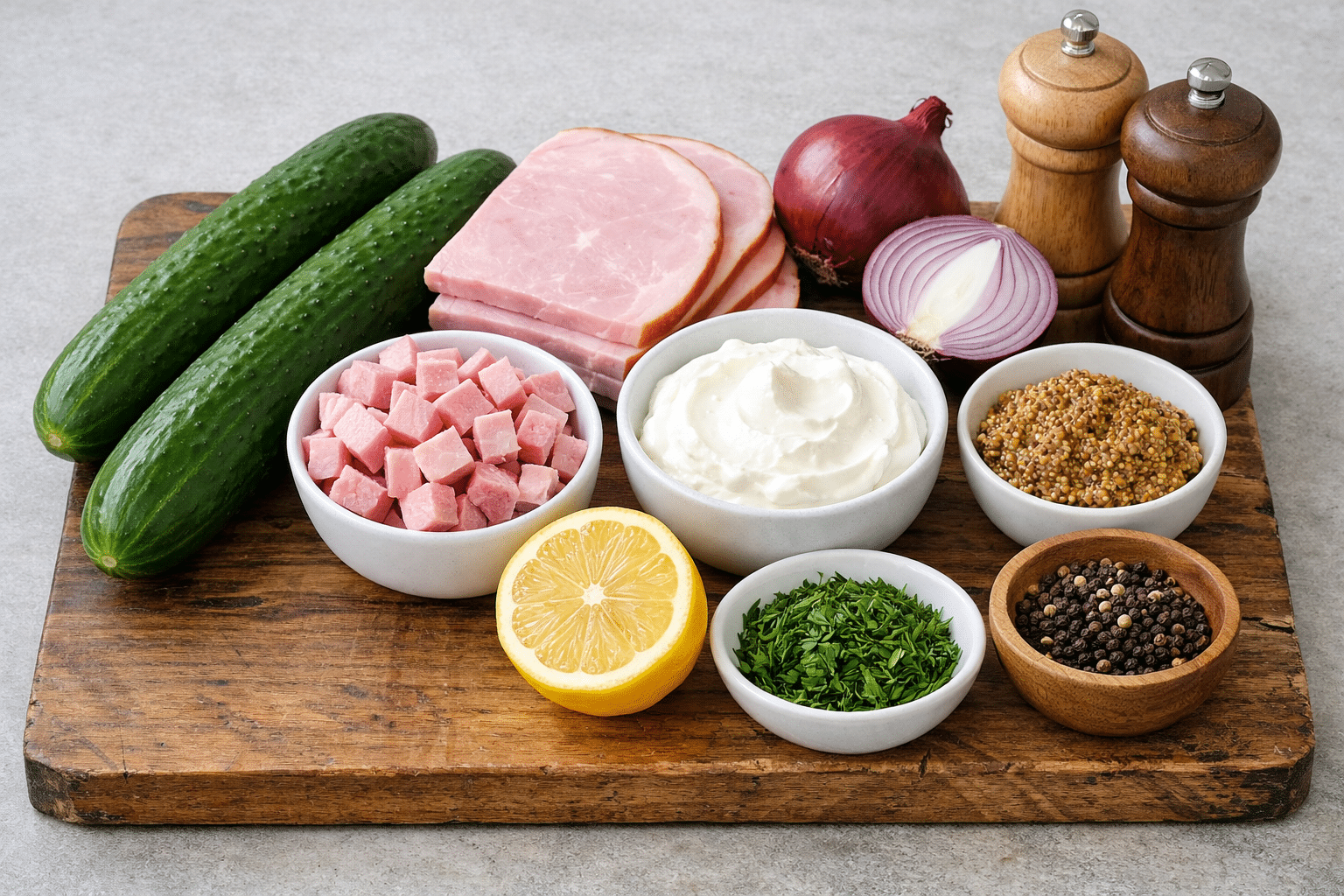 La Liste des Ingrédients : Salade Fraîcheur au Jambon et Concombre La Liste des Ingrédients : Salade Fraîcheur au Jambon et Concombre