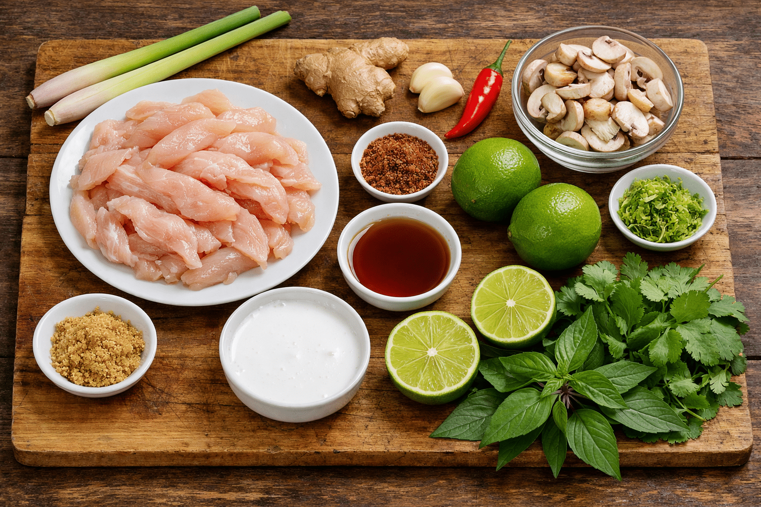 La Liste des Ingrédients : Soupe Thaï Parfumée au Poulet, Basilic & Citron Vert La Liste des Ingrédients : Soupe Thaï Parfumée au Poulet, Basilic & Citron Vert