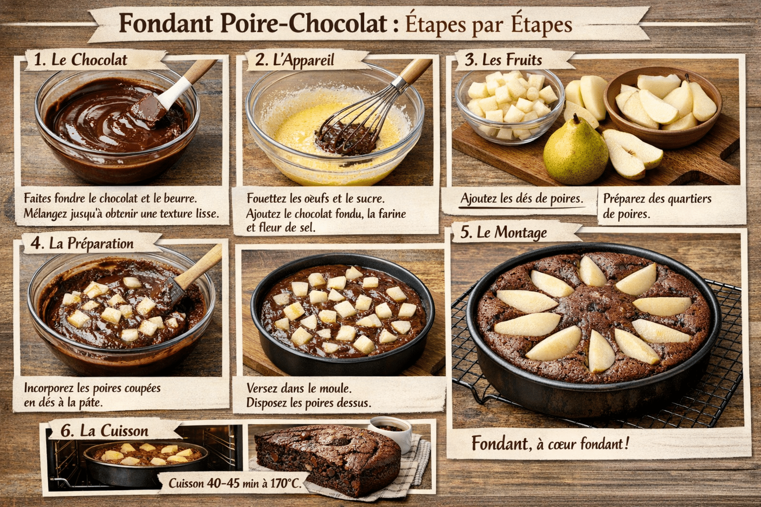 Étape par Étape: Gâteau poire chocolat ultra fondant
