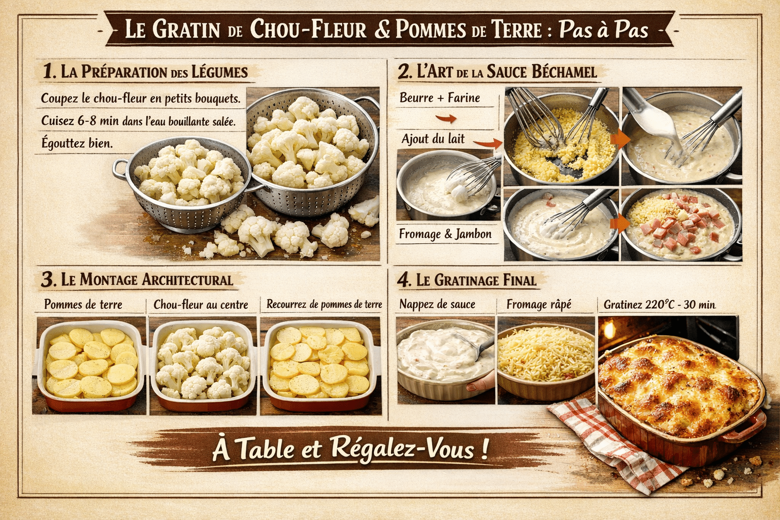 Étape par Étape: Gratin Réconfortant de Chou-Fleur et Pommes de Terre