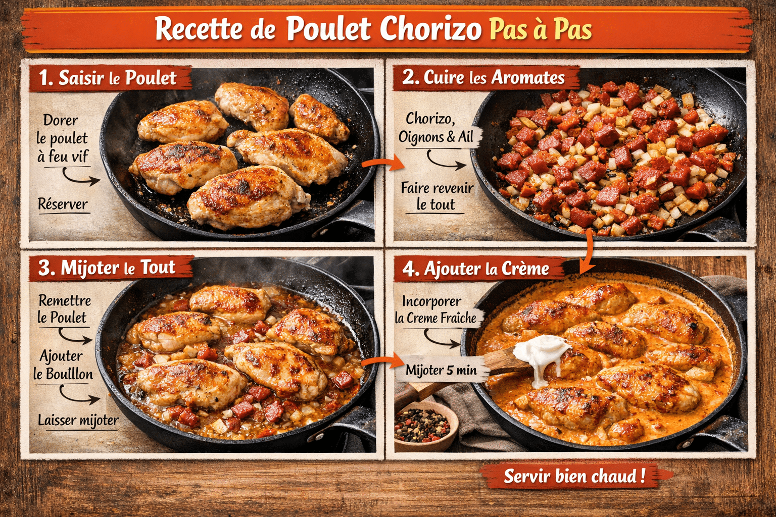 Étape par Étape: Poulet crémeux au chorizo