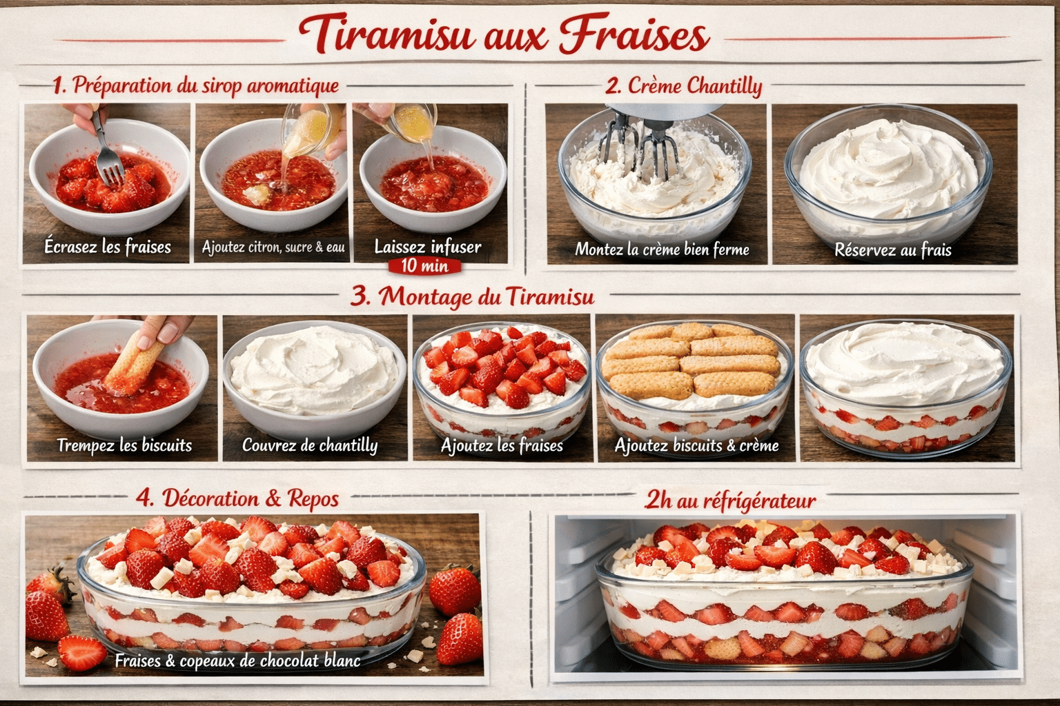 Étape par Étape: Tiramisu Fraises Chantilly : Le Dessert Nuage aux Saveurs d'Été