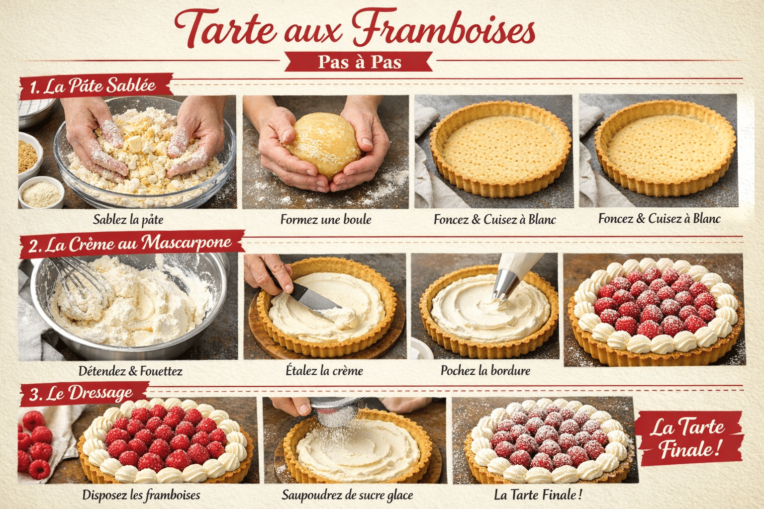 Étape par Étape: Tarte Fondante au Mascarpone et Framboises