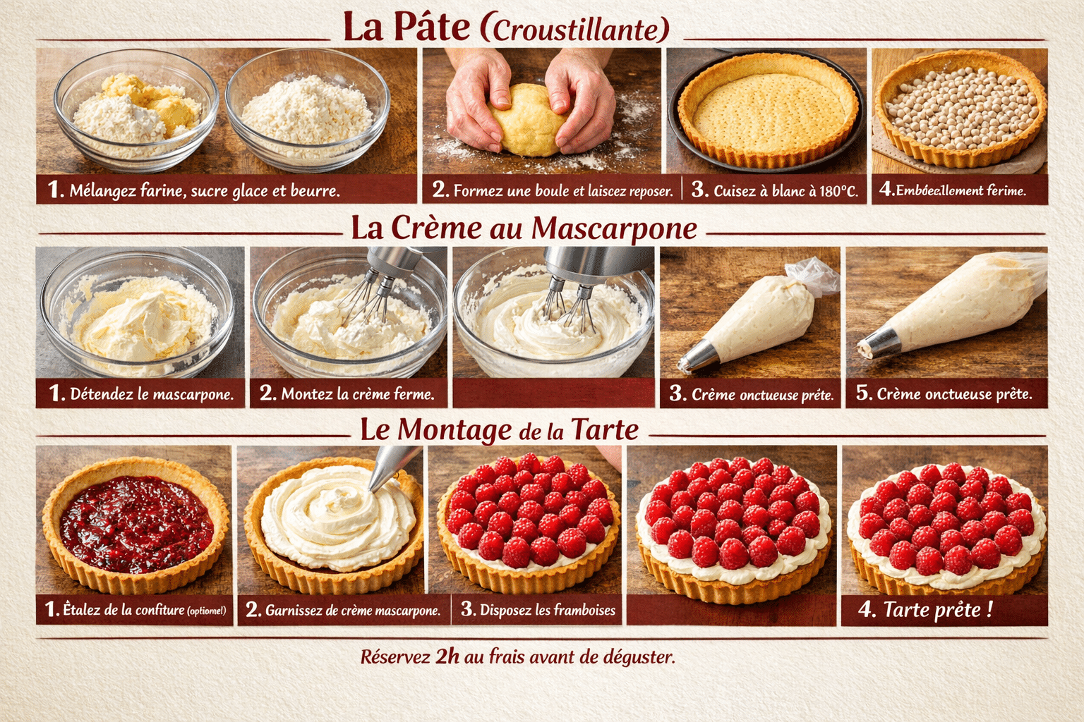 Étape par Étape: Tarte aux framboises et crème Mascarpone