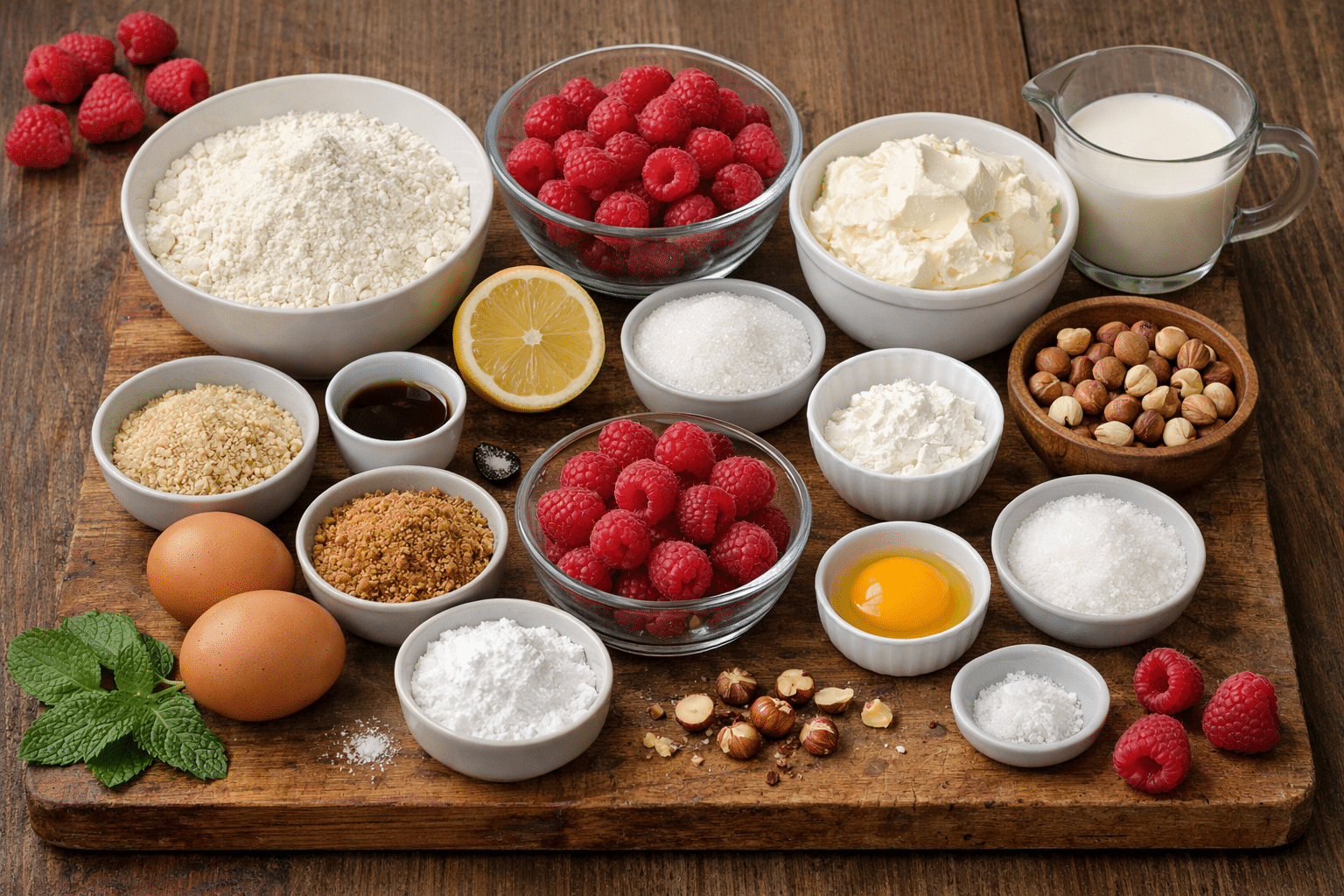 La Liste des Ingrédients : Tarte aux Framboises, Crème Mascarpone & Crumble Doré