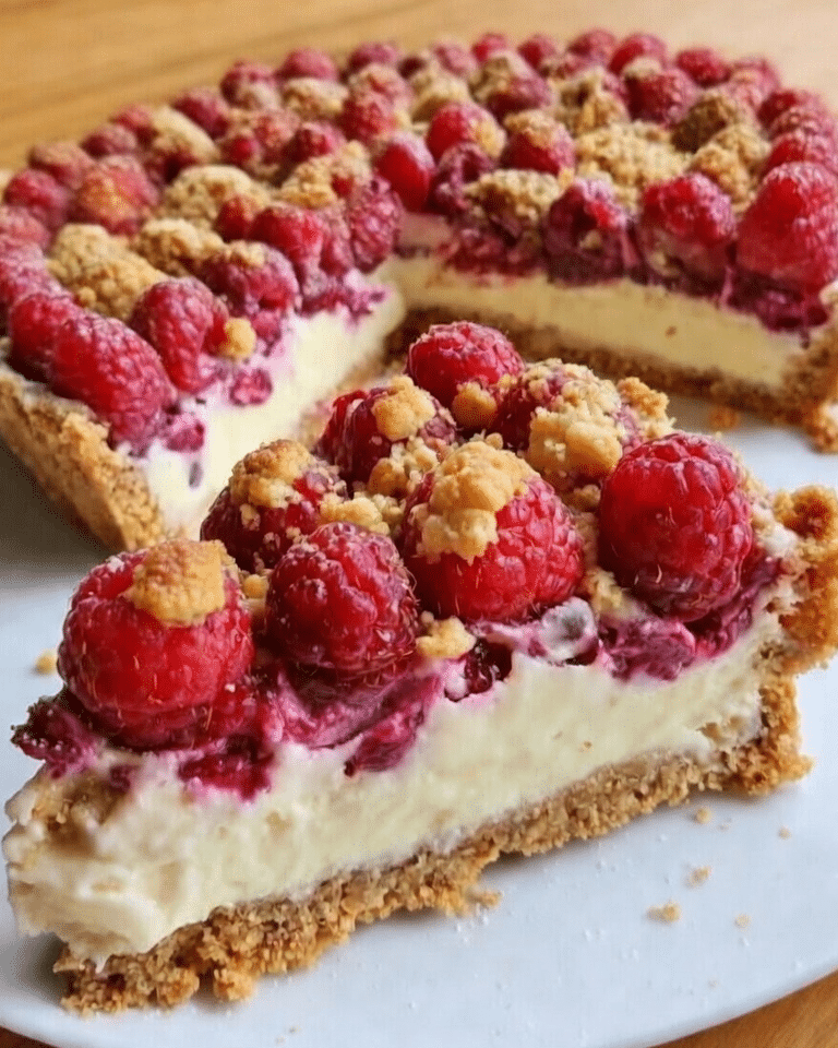 Tarte aux Framboises, Crème Mascarpone & Crumble Doré