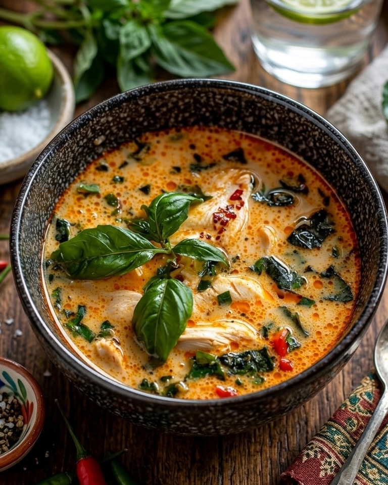 Soupe Thaï Parfumée au Poulet, Basilic & Citron Vert