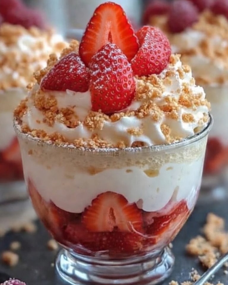 Verrines Fraises à la Crème de Mascarpone et Meringue