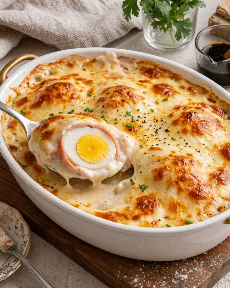 Gratin d’œufs durs au jambon Recette Facile 1
