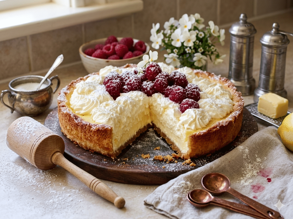 La Tarte fondante au mascarpone et framboises