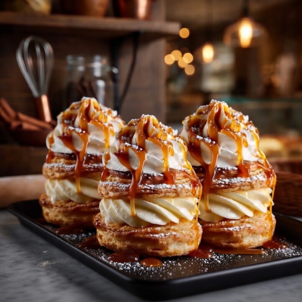 Chou à la crème diplomate et sa sauce caramel Recette Facile