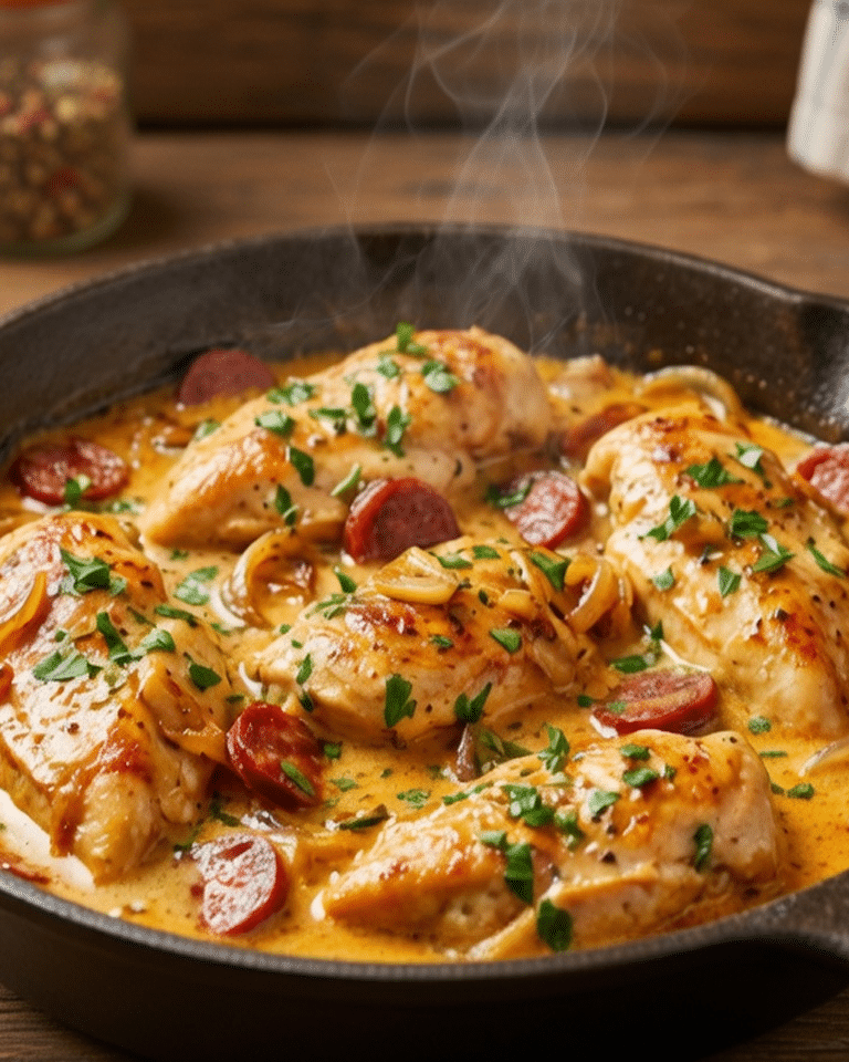 Poulet Crémeux au Chorizo : L’Alliance Parfaite du Fondant et du Caractère