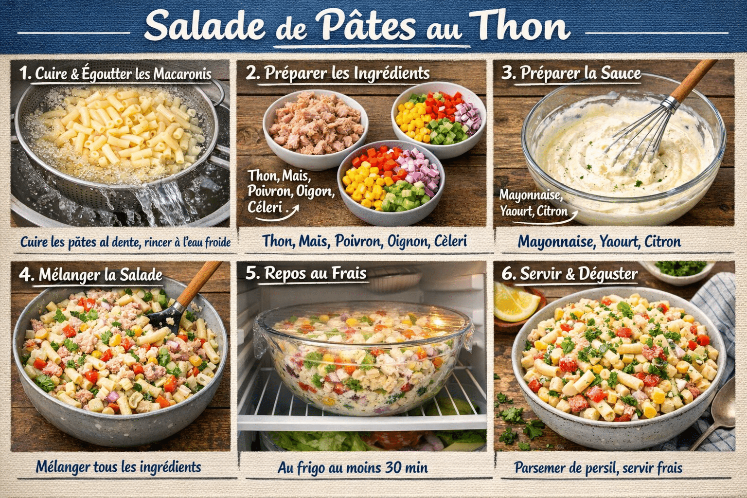 Étape par Étape: Salade de Macaroni au Thon et au Maïs