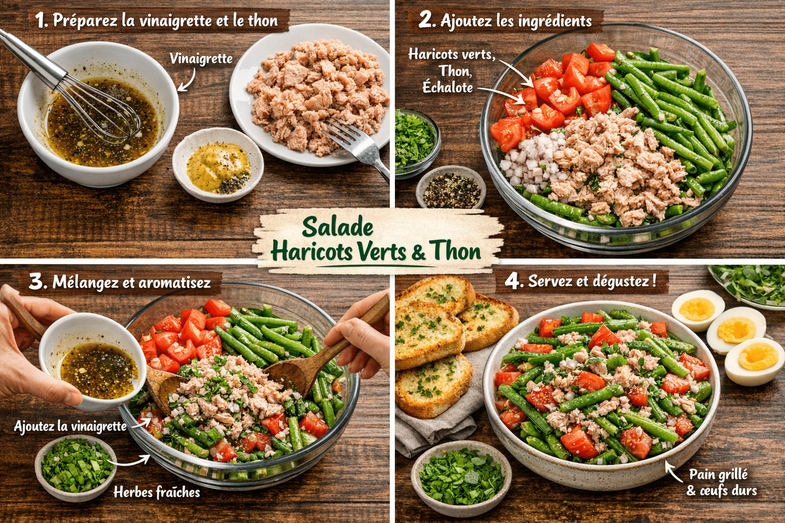 Étape par Étape: Salade haricots verts tomates et thon