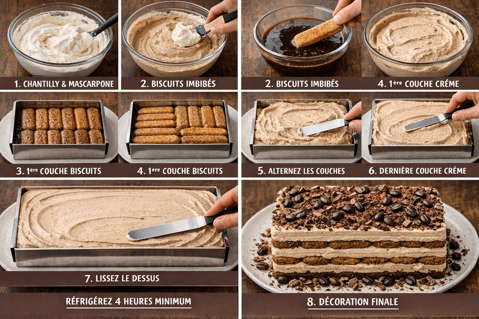 Étape par Étape: Gâteau Café et Biscuits Crémeux